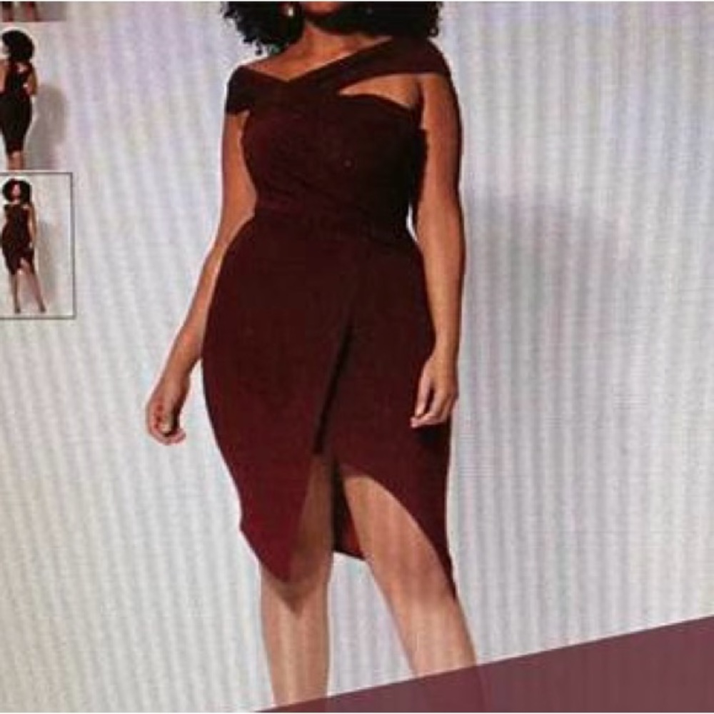 Fashion to Figure off the shoulder ruching bodycon dress